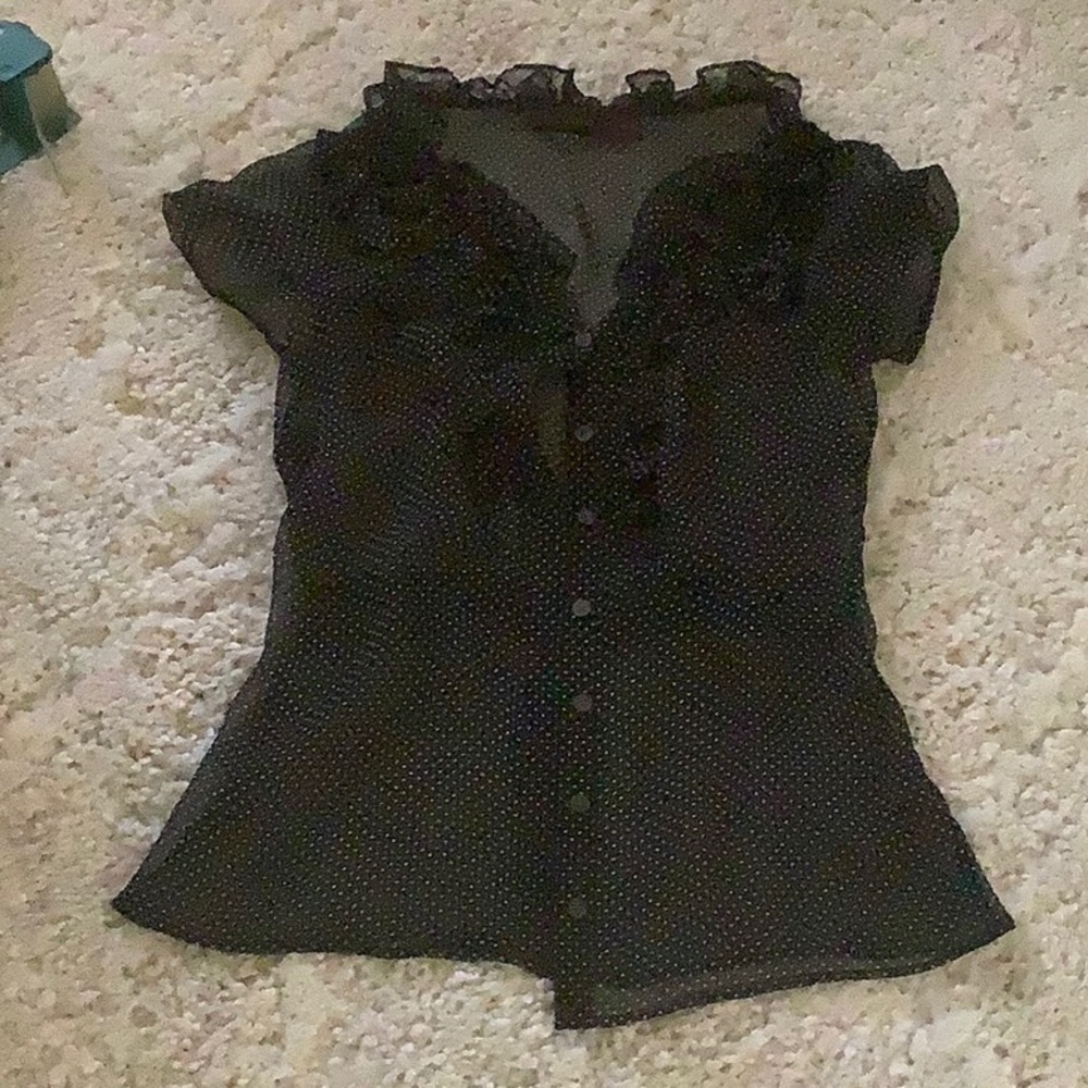 Sheer black white top